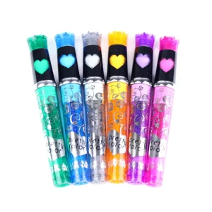 Private Logo Holographic Glitter Tattoo Gel Ink Pen 6 Color Safe Skin 0.5mm Tip Colorful Stationery Red