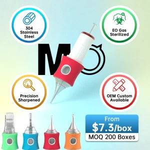 Private Logo MO Gen 2 Tattoo Cartridge Needle Permanent Makeup Round Liner Bugpin Silicone Membrane Tattoo Pen Machine