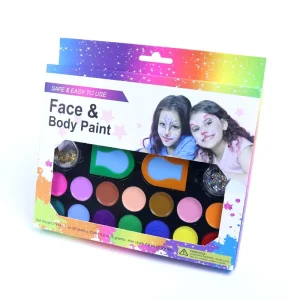 Private logo Water Based Washable Face Paint Set with Glitter Stencil Body Paint Kit for Kids DIY