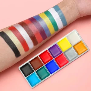 Professional 12-Color Halloween Face and Body Paint Set Oil-Based Body Painting Supplies for Kids’ Art Parties and Makeup