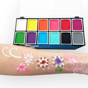 Professional 12-Color Palette for Sports and Parties Non-Toxic Water Activated Cosplay Rainbow Split Cake Face and Body Paint