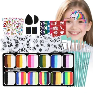 Professional 12-Color Rainbow Gouache Paint Body & Skin Art Makeup Face Paint Set for Kids Children Cosmetics for Kids