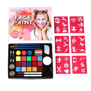 Professional 20-Color Face and Body Paint Kit Customizable Water-Based Kids Makeup for Artists Including Split Rainbow