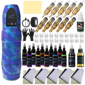 Professional 3.5 mm Stroke Tattoo Machine Kit with Needles Pigment for Tattoo Artist