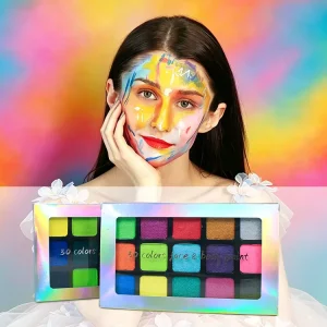 Professional 30 Colors Face and Body Paint Palette Water Based Non-Toxic Makeup Kit for Halloween Party Cosplay