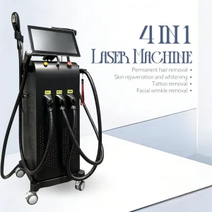 Professional 4-in-1 Nd Yag Laser +E Light IPL+RF +Diode Laser Beauty Equipment for Hair Removal Tattoo Removal Skin Rejuvenation