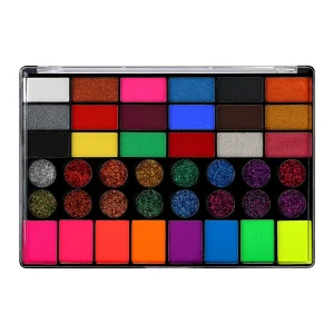 Professional 42 Color Nontoxic Water Based Neon UV Facepaint for Kids Painting Kit Combination Face Palettes Face Paint