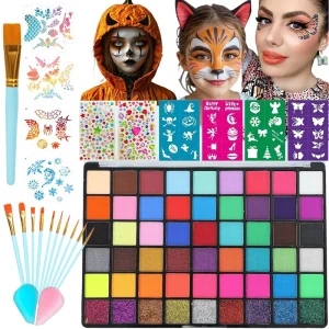Professional 54 Shades Face Body Painting Pigment Kit Festival Cosplay Face Makeup Set Made in China