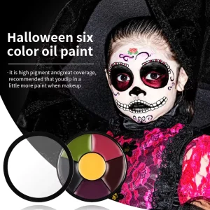 Professional 6 Color Face Paint Palette Halloween Clown Zombie Avatar Cosplay Costume Makeup with Body Oil for Artists