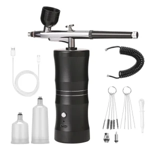 Professional Airbrush Kit with Compressor Portable Air Brush Painting Set for Makeup Tattoo Nail Art Cake Decorating Craft Model