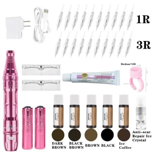 Professional All-in-One Wireless Machine Tattoo Kit 3.5mm Stroke for Permanent Makeup Kit Microblading Portable Eyebrow Pigment