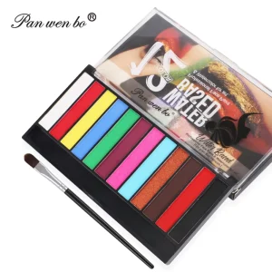 Professional Artist 12 Color Eco Friendly Water Based Rectangular Pigment Face Paint Kit Body Painting Party Supplies