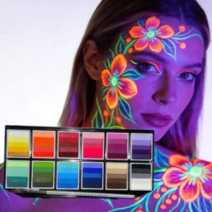 Water Based Glow in the Dark Body Face Paint Non-Toxic Washable Facial Paint Palette Makeup Party Cosplay Children Face Painting