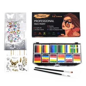 Professional Artist Use Body Paint Face Paint Palette With Stencils