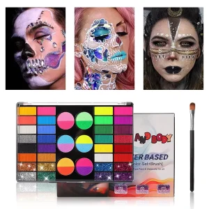 Professional Artist’s Face Painting Kits 44 Colors for Halloween Cosplay Parties Body Art Painting Supplies