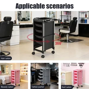 Professional Barber Salon Furniture Plastic Hair Salon Trolley Cart with Rolling Wheels