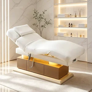 Professional Beauty Salon Furniture Wooden Storage Base Massage Table Bed Luxury 4 Motors Electric Reclining Cosmetic Facial Bed