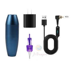 Professional Blue 4mm Stroke Tattoo Machine 12V Low Voltage RCA Connector Compatible with Speed Line & Universal Needles