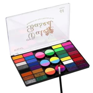 Professional Children’s Face Painting Kit with 44 Natural Plant Colors UV Protection Ideal for Halloween Cosplay