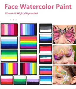 Professional Custom Logo High Quality Natural Plant Water Based Face Paint Palette Split Rainbow Colors Children