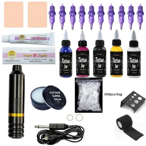 Professional Customizable Body Tattoo Kit with Cartridge Ink & Tools Portable and Permanent Kit Microblading