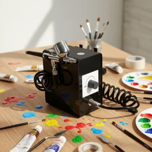 Professional Dual Action Copper ABS High Pressure Mini Airbrush Compressor Set for Cake Modeling Beauty Makeup Nail Art & Paint