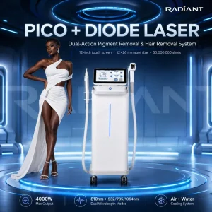 Professional Dual Handle 2 in 1 Diode Laser Pico Laser Machine for Fast Hair Removal & Tattoo Removal
