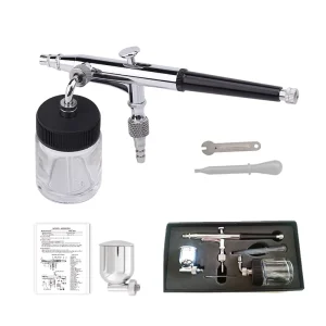 Professional Electric Airbrush Gun Dual Action Copper Material Gravity Feed for Nail Art and Painting