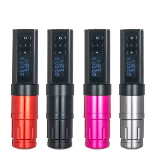 Professional Electric Cartridge Tattoo Permanent Machine Aircraft Aluminum Rotary Wireless 4-Color Tattoo Pen