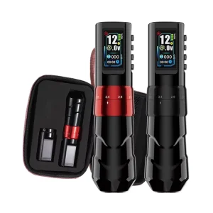 Professional Electric Rotary Tattoo Machine Wireless Function Aluminum Body Dual Rechargeable Batteries 3.5mm Adjustable Stroke