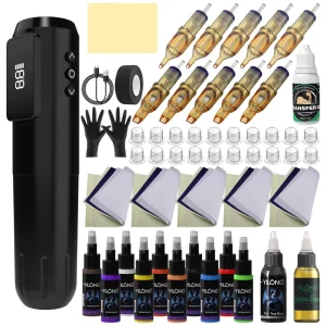 Professional Electric Stainless Steel Tattoo Kit Permanent Wireless Function Spare Battery Tattoo Machine for Body