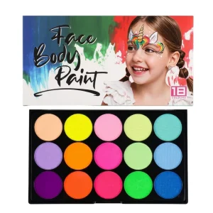 Professional Face Body Painting Kit Kids Water Based Non Toxic Face Paint Palette Brush Stencils Glitter Glow Dark Party
