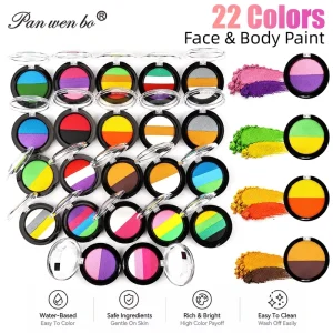 Professional Face Paint Makeup Kit Safe Non-Toxic Face Body Paint Set Water Activated Face Paint for Halloween Cosplay