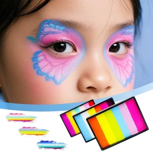 Professional Halloween Kids Face Painting Kit Water Based Rainbow Private Label Washable Split Body Paint