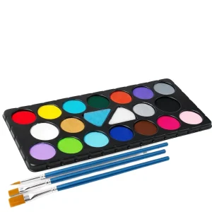 Professional Halloween Makeup 18 Colors Face Painting Kit Palette Stencils Guided Tutorial Party for Kids