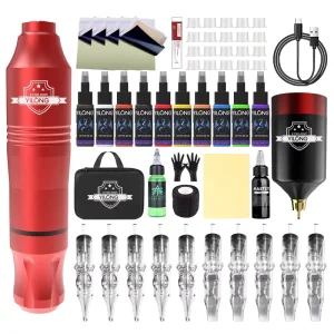 Professional High Quality PESLIEF Rotary Aluminum Alloy Tattoo Pen Machine Set Cartridge Needles Multi Stroke New Body Art Tool