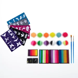 Professional Kids Festivals & Parties Body Paint Palette Kit Water-Based Rainbow Safe Temporary Feature for Children
