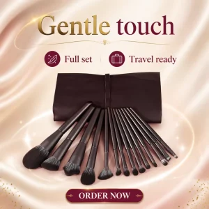 Professional Makeup Brush Set with Travel Pouch Full Face Eye Cosmetic Brushes Custom Logo Private Label