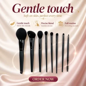 Professional Makeup Brush Set with Travel Pouch Full Face Eye Cosmetic Brushes Custom Logo Private Label