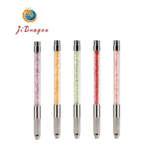 Professional Manual Microblading Pen Hand Tool for Eyebrow Tattooing Stainless Steel Needle Holder with 2 Interchangeable Heads