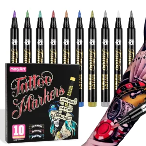 Professional Metallic Temporary Tattoo Pen 10colors Quick Dry Washable Tattoo Pen DIY Body Art Master Kit