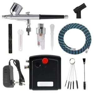 Professional Mini Airbrush Kit with Portable Compressor Dual Action Gravity Feed Air Brush Gun with Airbrush Cleaning Kit