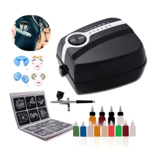Airbrush Gun with Compressor for Hair Highlighting and Temporary Tattoo Art