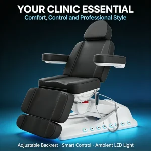 Professional Motor Swivel Electric Beauty Bed 360 Degree Rotation Medical Aesthetic Injection Chair with Dual Side Foot Control