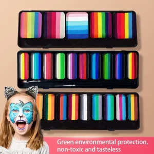 Professional Multi Color Rainbow Water Based Body Painting Kit Non Toxic for Children Teens & Adults Parties Sports