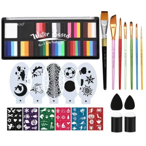 Professional Multi Color Watercolor Stencil Set Magical Eye Private Label Face Paint Kit for Kids Art Paints with Liquid Paint