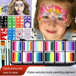 Professional Natural Plant Based Washable Safe Face Paint Set 12 Colors CE Certified Body Painting Supplies Halloween