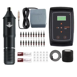 Professional New Tattoo Machine Kit Complete Rotary Tattoo Pen Machine Kits with Tattoo Cartridge Needles