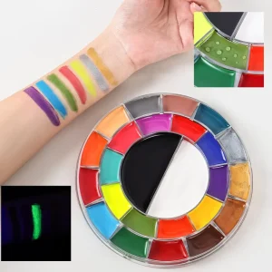 Professional Non Toxic 25 Color Round Water Based Paint Palette Halloween Christmas Body Painting Face Makeup Set