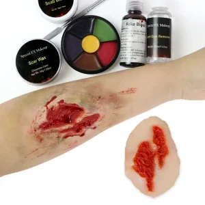 Professional Non-Toxic Reusable Silicone Face & Body Halloween SFX Makeup Paint Kit for Theater Stage